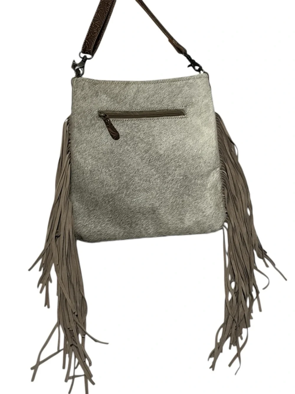Myra Bag Hair-on-Leather Fringe Crossbody Western Boho Purse - Festival Rodeo - Picture 2 of 9